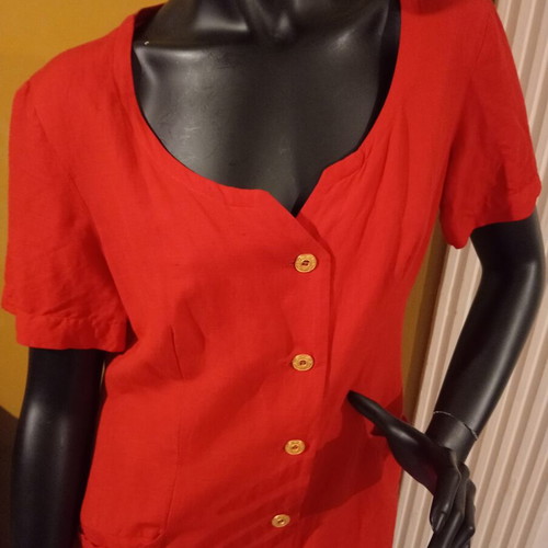 Marella vintage mid-90's midi dress red with gold buttons like new