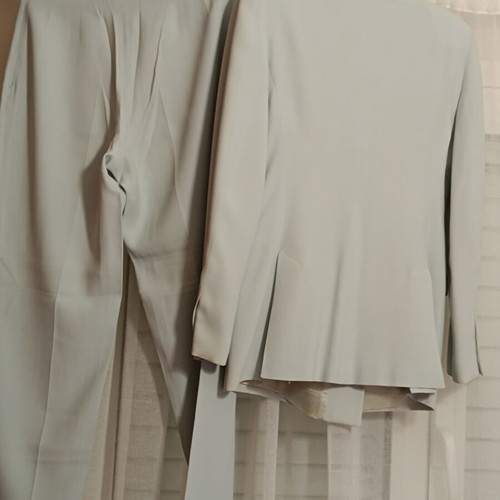 Rococo summer suit used, grey viscose fabric