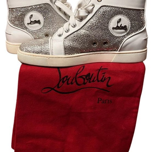 Christian Louboutin ankle boots used with Swarovski crystals white