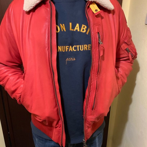 Parajumpers Josh leather aviator jacket red XL brand new
