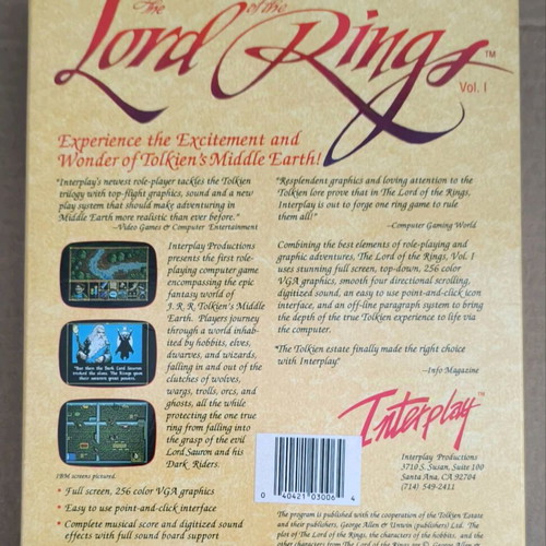 J.R.R. Tolkien's The Lord Of The Rings Vol. 1 game like new for Amiga