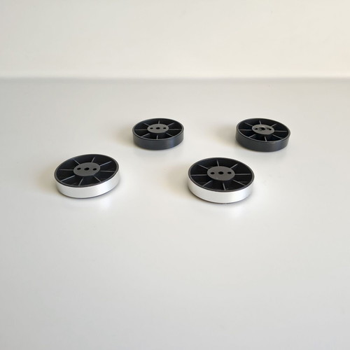Set of 4 plastic Hi-Fi device feet, 2 silver & 2 black, 55x13 mm