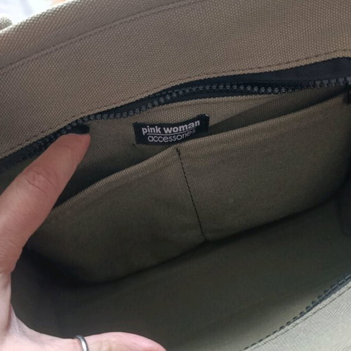 Khaki Handbag new with strap and zipper