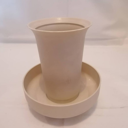 Vintage Tupperwear flower vase used, white