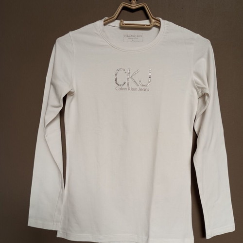 Unisex white long-sleeve shirt like new, round neck