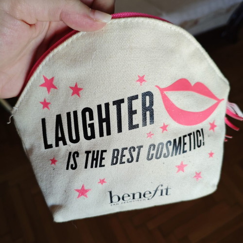 Benefit toiletry bag like new, beige and pink