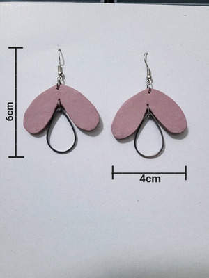 Polymer clay earrings like new, handmade, beige and silver