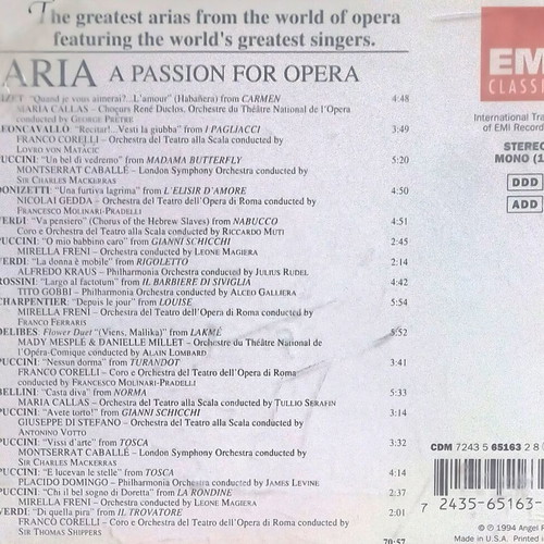 Aria A Passion for Opera CD used, classical