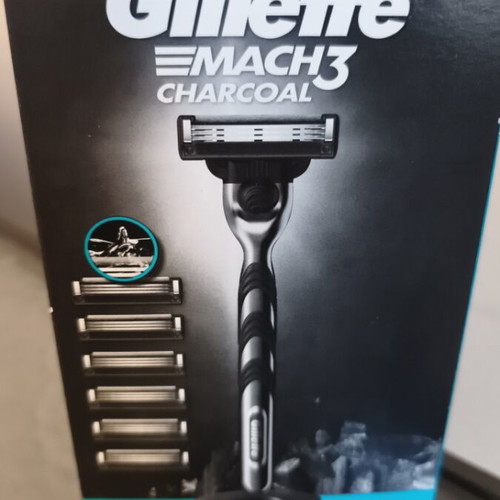 Gillette Mach3 Charcoal ξυριστική μηχανή καινούργια με 6 ανταλλακτικές κεφαλές και βάση