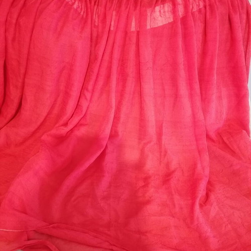 Red curtains voile crinkled with tape, like new