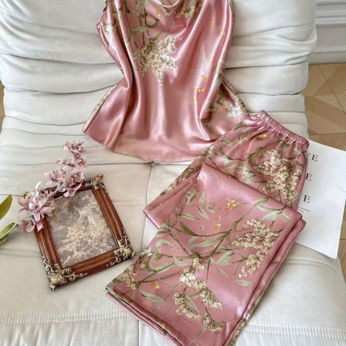 Satin pajamas set XL like new, pink, 2 pieces