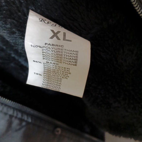 Regular women's leather coat XL, black, winter with faux fur lining