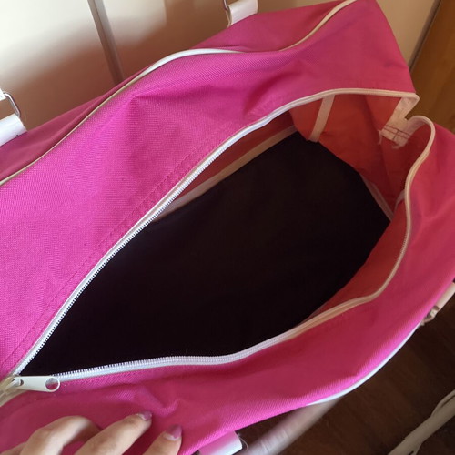 Travel bag used, pink, spacious with shoe compartment