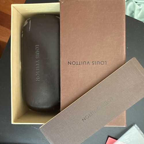 Louis Vuitton sunglasses used with case and small bag brown
