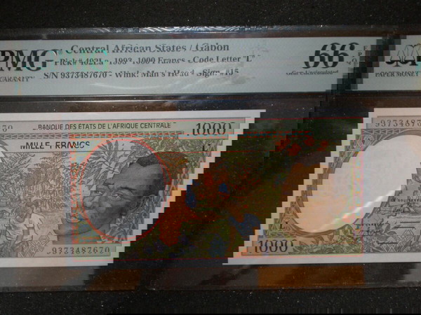 Γκαμπόν,1000 φραγκα του 1993 ,αξιολογημένο απο PMG σε Gem UNC  66