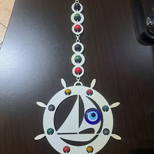Decorative hanging home element like new, metal with beads