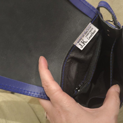 Crossbody bag blue genuine leather new handmade JK Leather