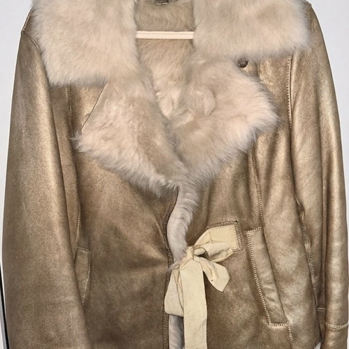 Hugo Boss shearling leather jacket new, beige