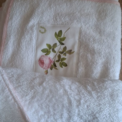 Anemos towel set 3 pieces white with pink rose design new