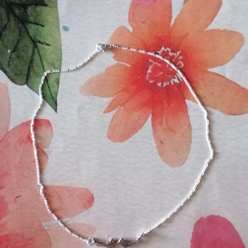 Silver 925 necklace with lovebirds and figaro chain new