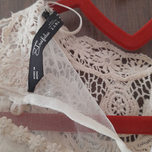 Zara sheer blouse with embroidery