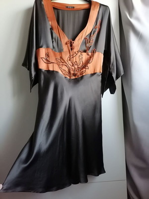 Silk dress Mischalis Atelier brown size L, new