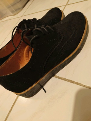 Loafer suede low shoes used, black with laces, size 40