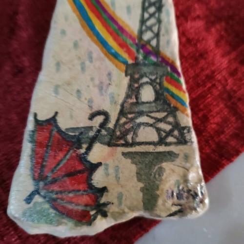 Painted stone with Eiffel Tower new