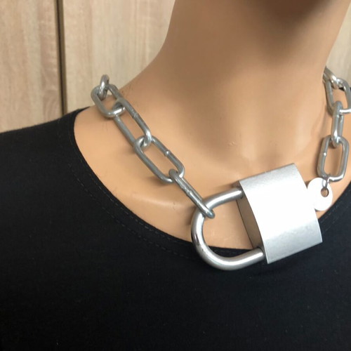 Lock Choker Necklace gothic alternative unisex with key accessory, new