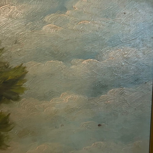 Painting E. Tsakiris Landscape used, 1955-1960, framed