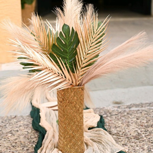 Baptism decoration set like new with fabrics, wicker vases, and Lion King figure