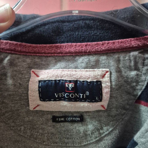 Visconti men's blouse L with long sleeves, like new, gray and blue