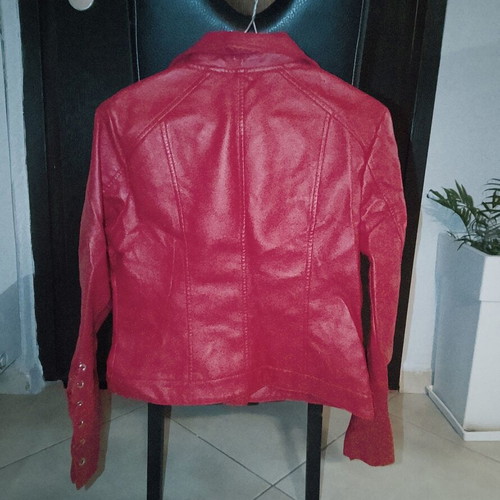 Women's red faux leather jacket, size M
