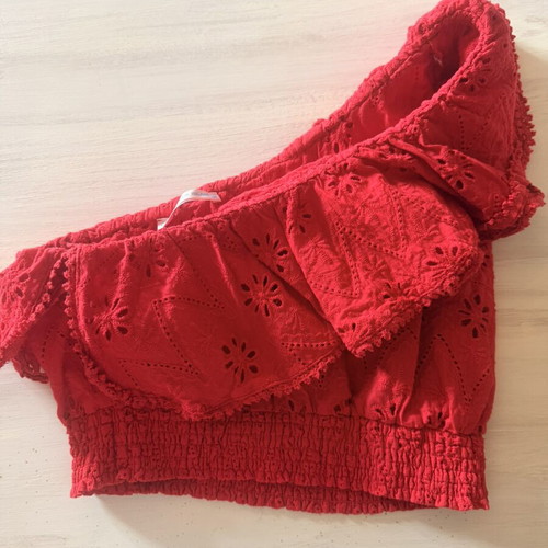 Axel one shoulder red crop top, 100% cotton