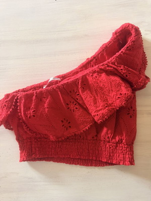 Axel one shoulder red crop top, 100% cotton
