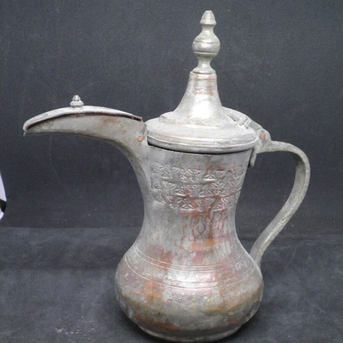 Antique copper coffee kanati used with engraved oriental designs