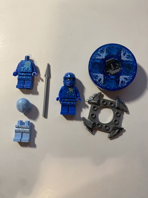 Lego Ninjago NRG Jay minifigure with spinner and Zane parts used