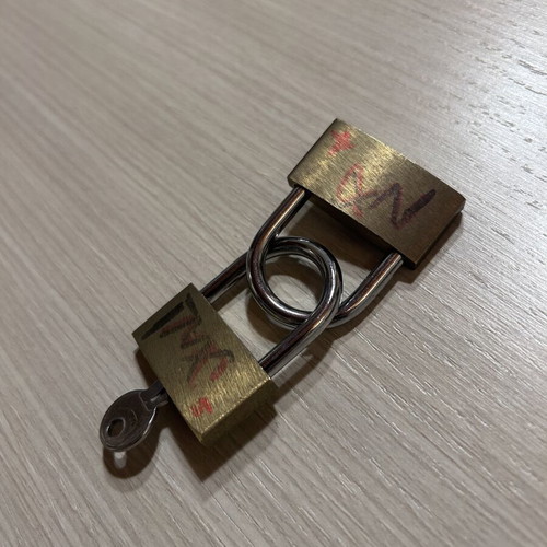 Padlocks used, set of 2 small with one key