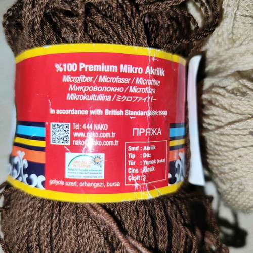 Nako yarn like new, brown and salmon