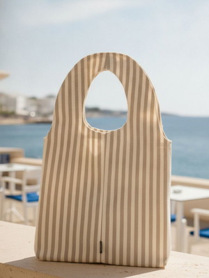 Striped shoulder bag white and grey, new
