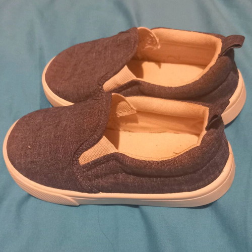 Children's shoes size 23, moccasin style with dark denim effect fabric