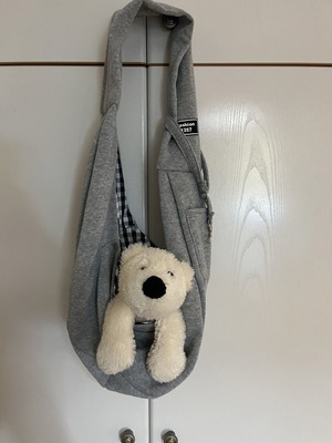 Pet sling bag carrier with soft fabric and checkered lining