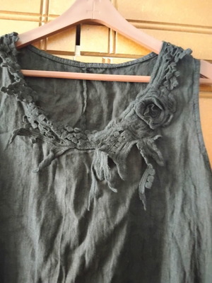 Black sleeveless linen dress new, one size