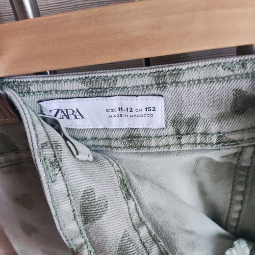 Zara floral jeans used 146 cm for 11 years green