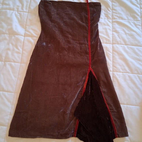 Pavlos Kyriakides velvet dress strapless with red strap, like new