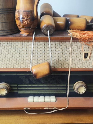 Antique radio with accessories