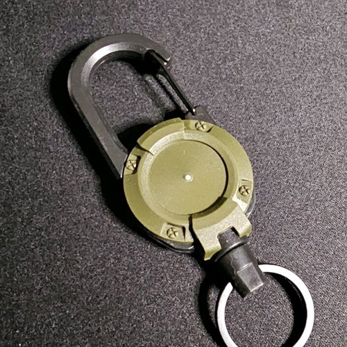 Keychain with retractable wire new, khaki color
