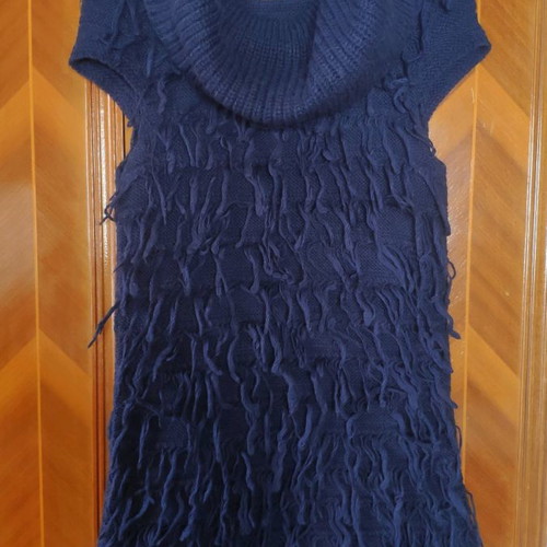 Andonella wool turtleneck dress used, dark blue, size S-M