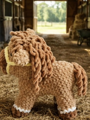 Handmade knitted horse new