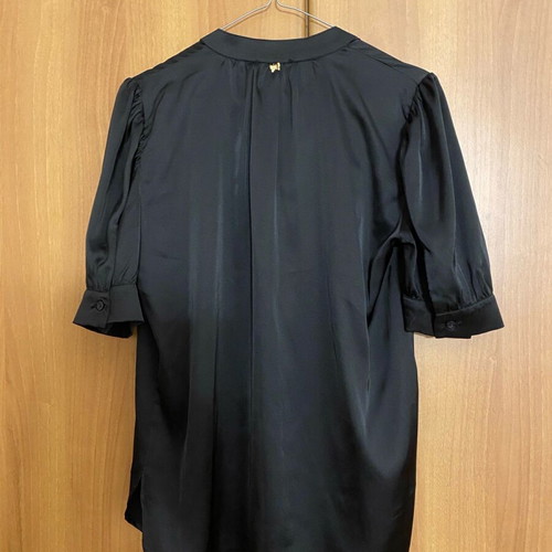 Regalinas satin short-sleeve shirt new, black, size S